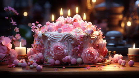 Sweet Cake for Birthday Party Illustration.の素材