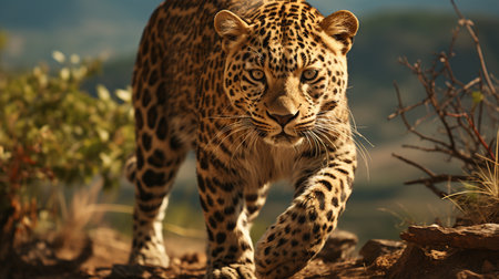 View of leopard animal in the wild.の素材