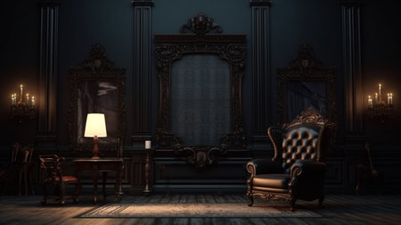 Frame in a dark classic interior.の素材