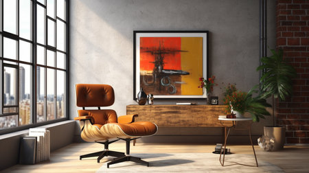 Mockup frame in a home office interior background.の素材