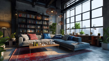 Modern home loft interior background.の素材
