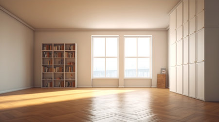 Cabinet in a modern empty room, minimal design.の素材