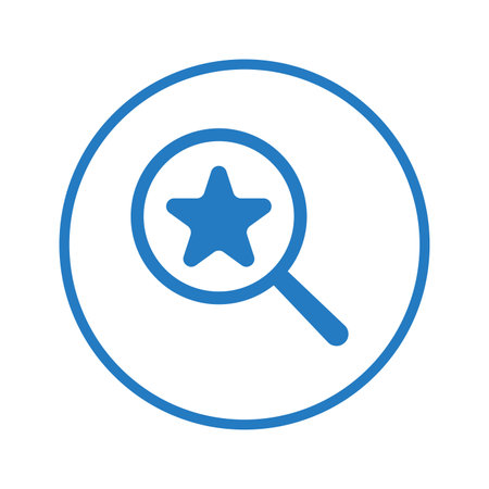 Magnifier glass with star icon. Use for designing and developing websites, commercial purposes, print media, web or any type of design task.のイラスト素材