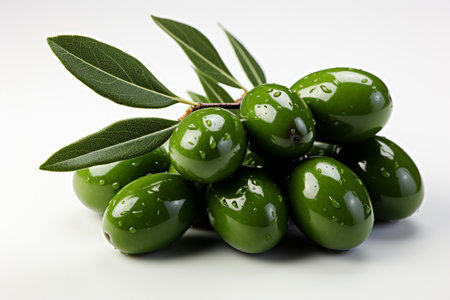 Olive Fruit isolated on white background. A high quality image created with generative Ai.の素材
