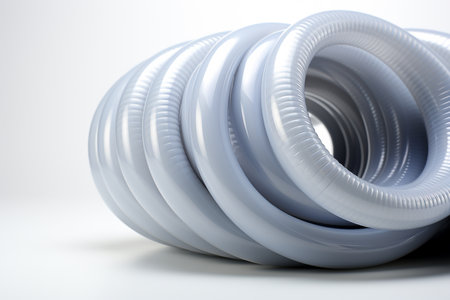 A realistic image of Plastic Flexible Hose on white background made by generative Ai.の素材