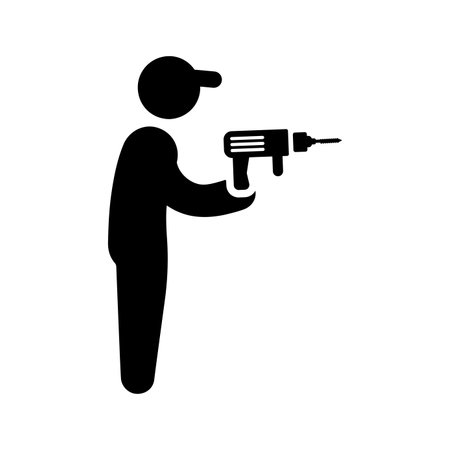 Drilling, drill man icon - Perfect use for print media, web, stock images, commercial use or any kind of design project.のイラスト素材