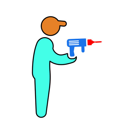 Drilling, drill man icon - Perfect use for print media, web, stock images, commercial use or any kind of design project.のイラスト素材