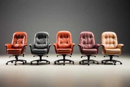 Revolving Chairs on Black background. A high quality image making by generative ai.の素材