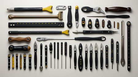 Metal Working Tools. A high quality image making by generative ai.の素材