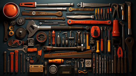 Metal Working Tools. A high quality image making by generative ai.の素材