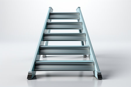 Steel Ladder on white background. A high quality image making by generative ai.の素材
