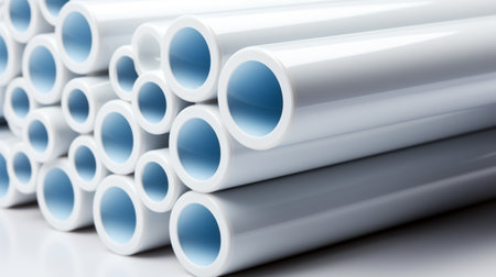 Astral Pvc Pipes on white background. A high quality image making by generative ai.の素材