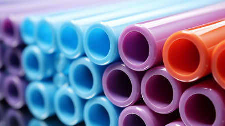 Plastic polymer pipes. A high quality image making by generative ai.の素材