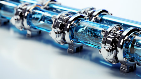 Pressure Pipes on white background. A high quality image making by generative ai.の素材