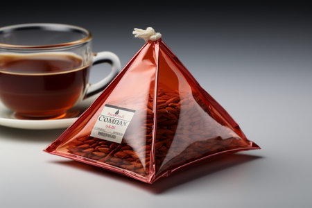 Pyramid Tea Bag on white background. A high quality image making by generative ai.の素材