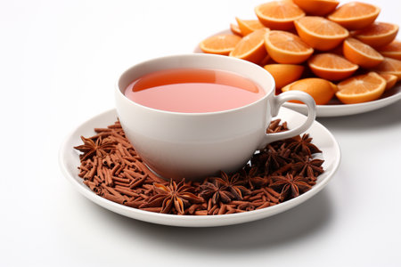 Premium Tea on white background. A high quality image making by generative ai.の素材