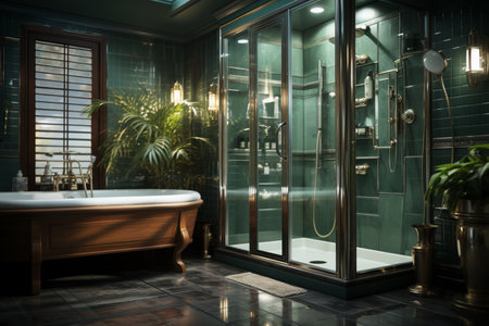 Shower Room. A high quality image making by generative ai.の素材