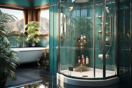 Shower Room. A high quality image making by generative ai.の素材