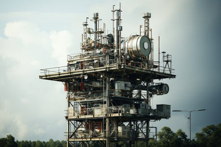 High Mast System on white background. A high quality image making by generative ai.の素材