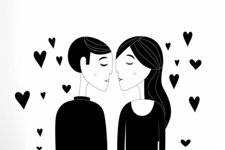 couple love ,cartoon, drawing style. A beautiful illustration by Generative Ai.の素材