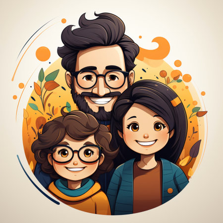 Family, generations, parents illustration. A beautiful illustration by Generative Ai.の素材