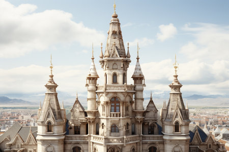 Roof Top Tower on white background. A high quality image making by generative ai.の素材