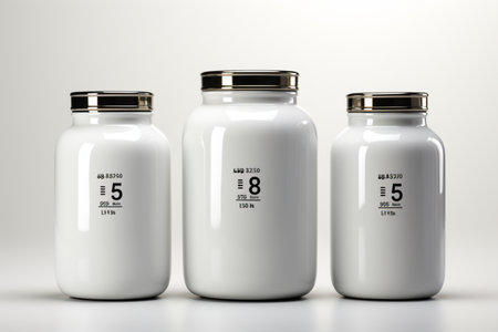 Canisters on white background. A high quality image making by generative ai.の素材