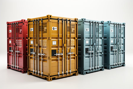 Steel Containers on white background. A high quality image making by generative ai.の素材