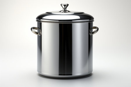 Stainless Steel Sugar Bin on white background. A high quality image making by generative ai.の素材