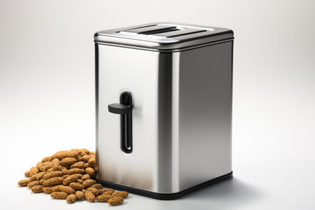 Stainless Steel Sugar Bin on white background. A high quality image making by generative ai.の素材