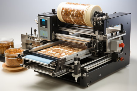 Semi Automatic Chapati Making Machine on white background. A high quality image making by generative ai.の素材
