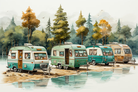 Water Campers. A high quality image making by generative ai.の素材