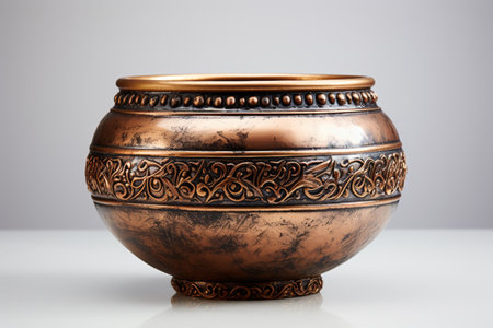 Bronze Uruli on white background. A high quality image making by generative ai.の素材