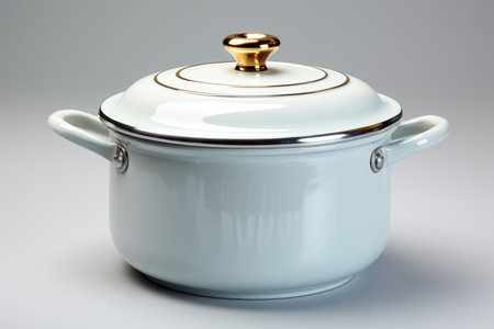 Enamel Cookware on white background. A high quality image making by generative ai.の素材