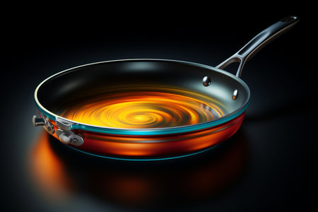 Fry Pan With Lid on Black background. A high quality image making by generative ai.の素材