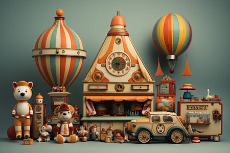 Decorative Toys on white background. A high quality image making by generative ai.の素材