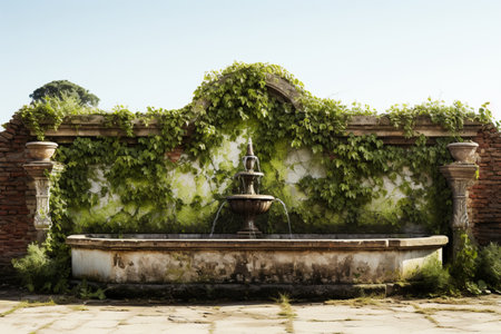 Garden Wall Fountain. A high quality image making by generative ai.の素材