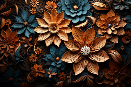 Wood Marquetry. A high quality image making by generative ai.の素材