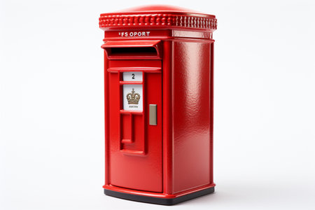 Post Box on white background. A high quality image making by generative ai.の素材