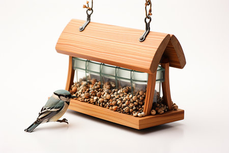 Suet Bird Feeder on white background. A high quality image making by generative ai.の素材