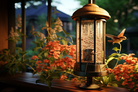 Tube Bird Feeder. A high quality image making by generative ai.の素材