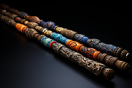 Wooden Dandiya Sticks. A high quality image making by generative ai.の素材