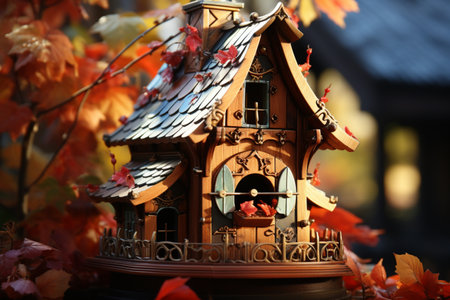 Wooden Bird House. A high quality image making by generative ai.の素材