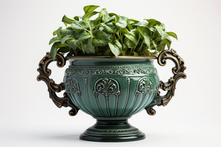 Planter Urn on white background. A high quality image making by generative ai.の素材