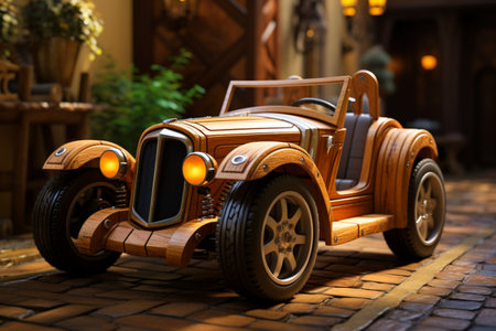Wooden Car. A high quality image making by generative ai.の素材