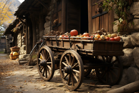 Wooden Carts. A high quality image making by generative ai.の素材