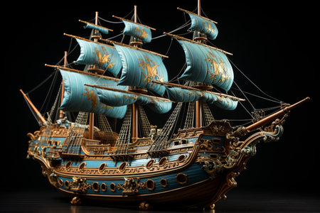 Wood Ship Model. A high quality image making by generative ai.の素材