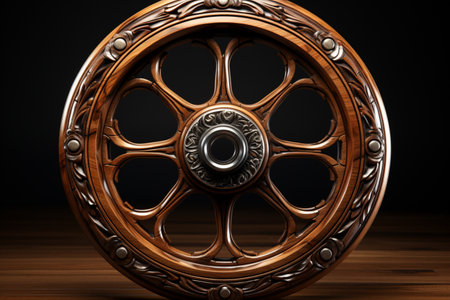 Wooden Wheel. A high quality image making by generative ai.の素材