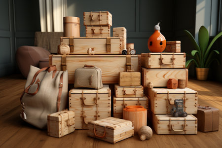 Wooden Toy Boxes. A high quality image making by generative ai.の素材