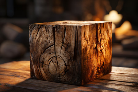 Wooden Cube. A high quality image making by generative ai.の素材